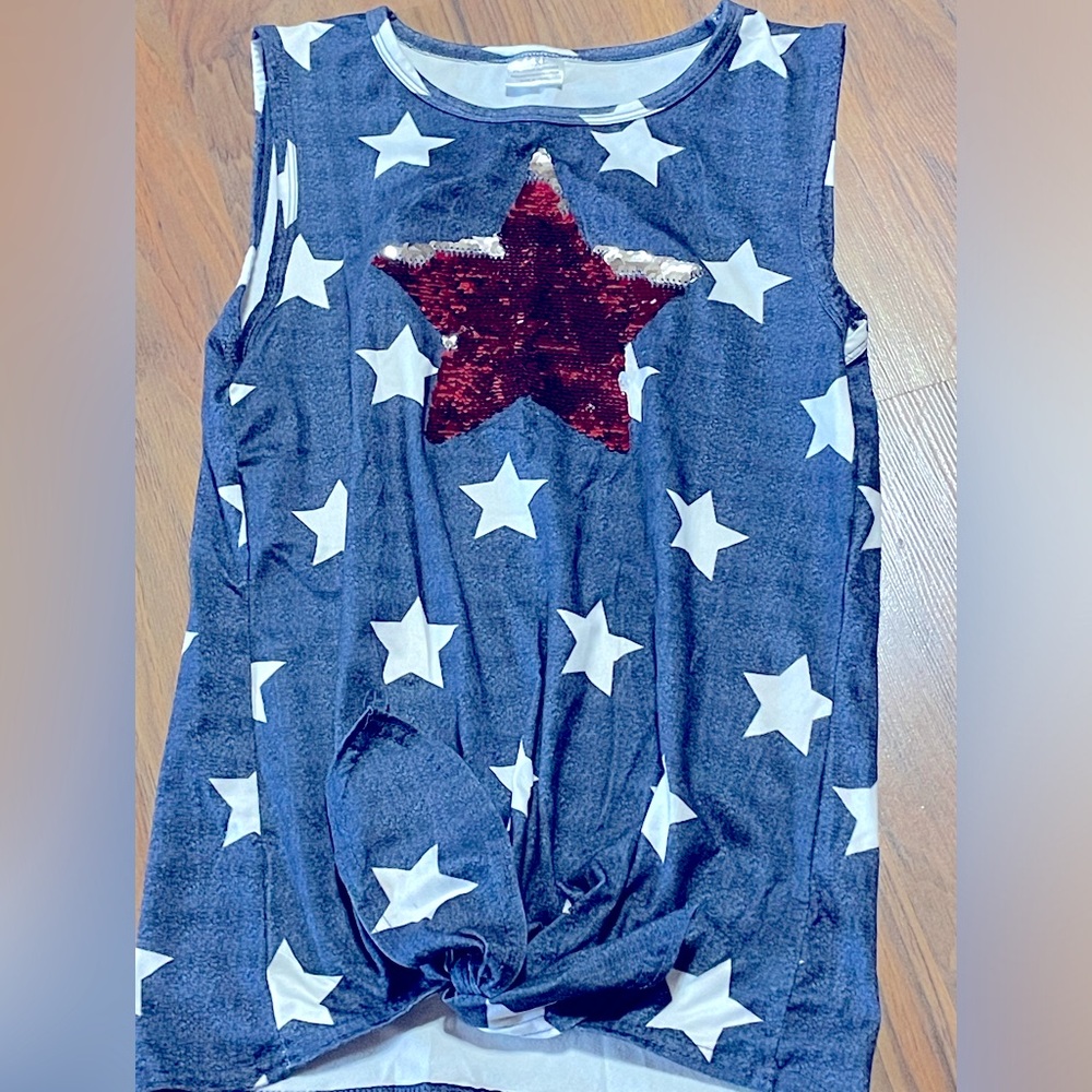 🌟 Star Tank for 4th of July or any occasion. Girl’s 4XL(10-12) Red, White & Blue
